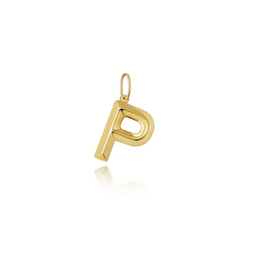 9ct Yellow Gold Initial Pendant P 10.4 x 14.5mm